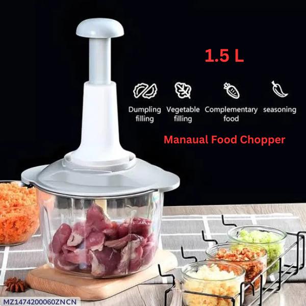 1 Pc Hand Push Manual Food Chopper - 1.5 Liter